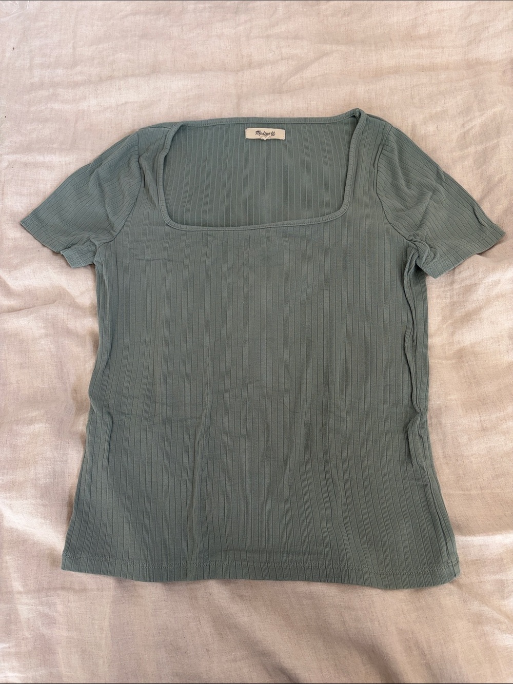 Madewell Ribbed Square-Neck Tee in Sage